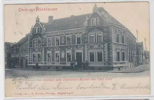 92785 Ak Gruß aus Hornhausen Gasthof zum deutschen Kaiser 1904