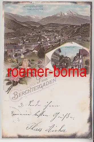 73815 Ak Lithografie Gruss aus Berchtesgaden 1898