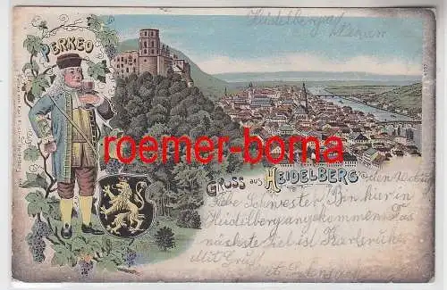 77271 Ak Lithografie Gruss aus Heidelberg 1904