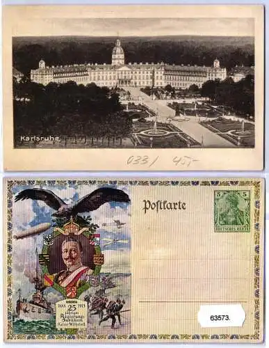 63573 DR Ganzsachen Postkarte PP27/C239/33 Karlsruhe 1913