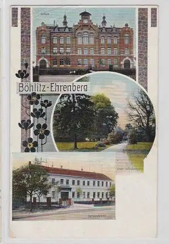 92291 AK Böhlitz-Ehrenberg - Gemeindeamt, Schule & Waldausgang 1919