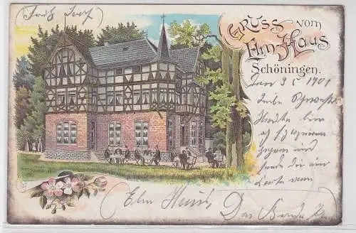 11609 Ak Lithographie Gruß vom Elm-Haus Schöningen 1901