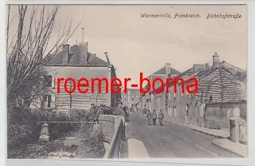 78632 Ak Warmeriville Frankreich Bahnhofstrasse 1.Weltkrieg um 1915