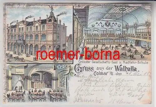 77816 Ak Lithografie Gruss aus der Walhalla Colmar im Elsaß 1898