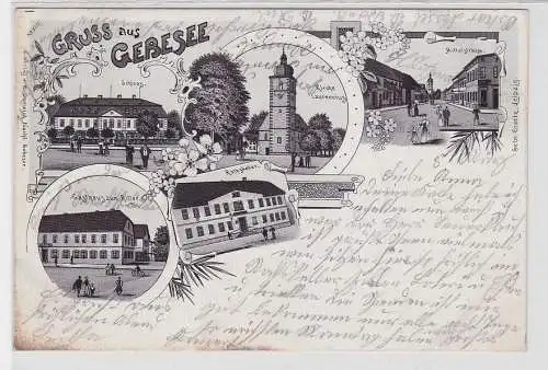 19273 Ak Lithographie Gruß aus Gebesee Gasthaus zum Ritter usw. 1901