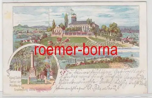 76193 Ak Lithographie Gruss von der Gold´nen Höhe bei Dresden 1899