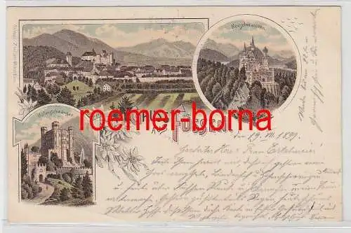 78990 Ak Lithographie Gruss aus Füssen 1899