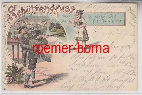 79092 Ak Lithographie Schützengruss mit Stempel München 1899