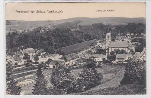 93238 AK Neuhausen mit Schloss Purschenstein - Partie im Flöhatal 1912