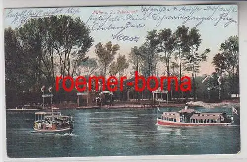 24351 Ak Halle a.S. Rabeninsel mit Booten 1907