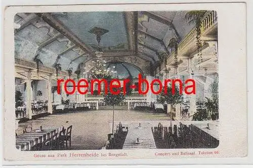76663 Ak Gruss aus Park Herrenheide bei Burgstädt Concert- und Ballsaal 1919