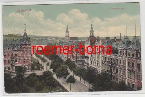 76066 Ak Döbeln i.S. Königstrasse mit Restaurant Zum Reichskanzler 1912