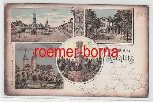 76631 Ak Lithografie Gruss aus Rochlitz Restauration a.d. Rochlitzer Berge 1899