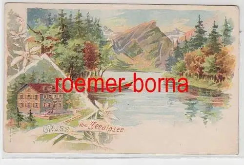29290 Ak Lithografie Gruss vom Seealpsee Appenzeller Alpen um 1900