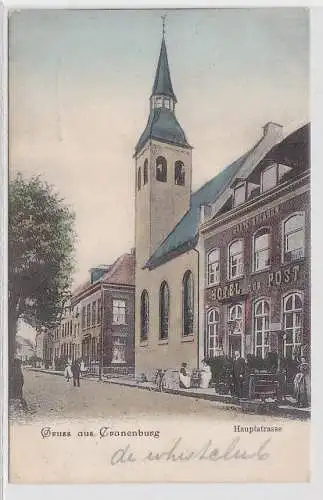 66623 Ak Gruß aus Cranenburg, Hotel zur Post Hauptstraße, Straßenansicht um 1900