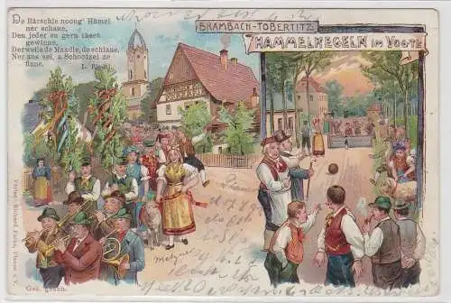 98766 Ak Lithographie Brambach Tobertitz Hammelkegeln im Vogtland 1901