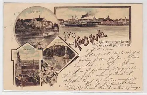 59923 Lithographie Ak Gruss aus Konstanz - Insel-Hotel, Münster, Mainau 1900