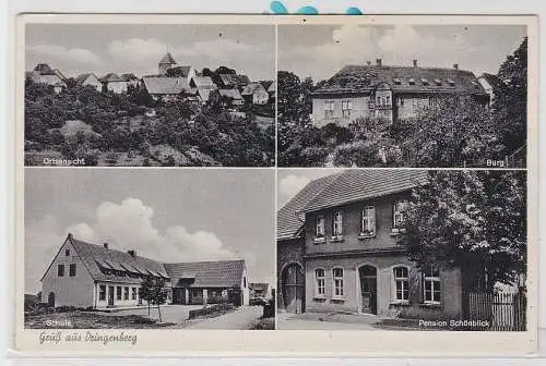 53409 Mehrbild Ak Gruß aus Dringenberg Pension, Burg, Schule um 1940