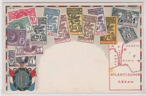 26291 Briefmarken Ak mit Briefmarken von Dahomey um 1910