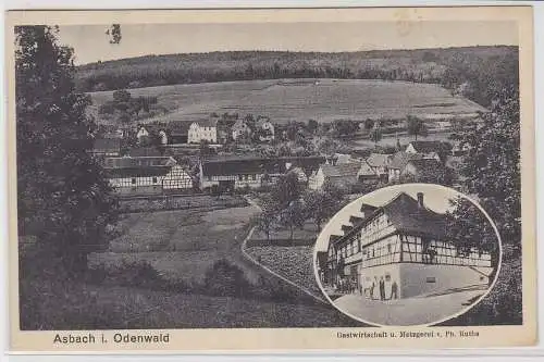 98413 AK Asbach im Odenwald - Gastwirtschaft und Metzgerei Ph. Ruths 1936