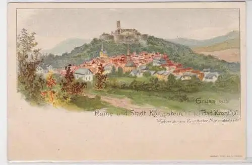35850 Ak Gruss aus der Ruine und Stadt Königstein bei Bad Kronthal um 1900