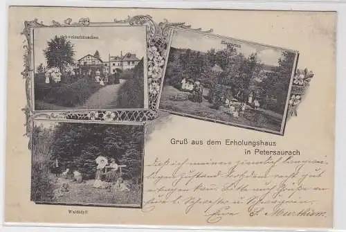 41587 AK Gruß aus dem Erholungshaus in Petersaurach - Waldidyll, Ziergarten 1910