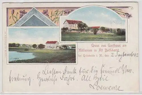 94621 AK Gruss aus Gasthaus am Möllensee in Alt Buchhorst b. Grünheide 1902