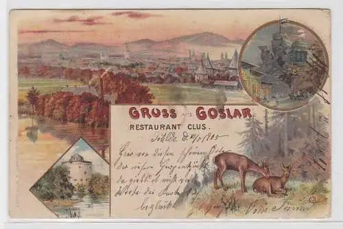 95162 Ak Lithographie Gruß aus Goslar Restaurant Clus 1905
