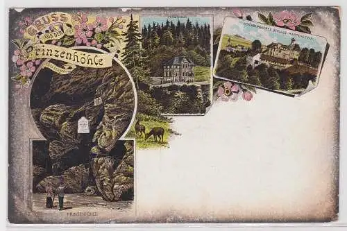 18502 Ak Lithographie Gruß aus der Prinzenhöhle sächs. Erzgebirge um 1910