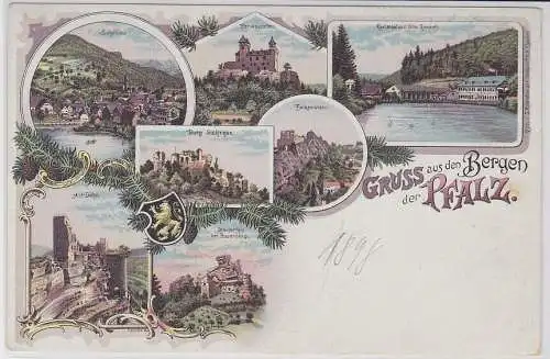 77262 Ak Lithographie Gruß aus den Bergen der Pfalz 1898