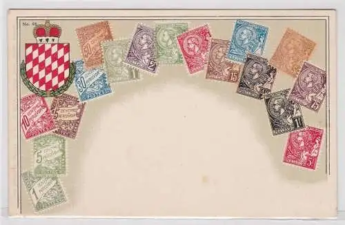 50935 Briefmarken Ak mit Briefmarken von Monaco um 1910