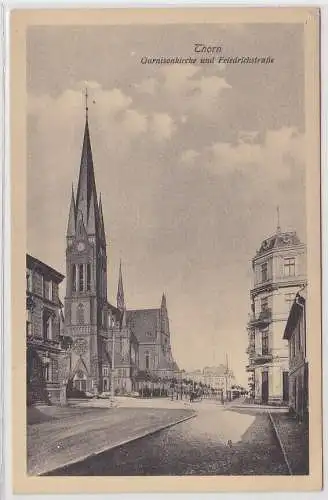 94382 AK Thorn Toruń - Garnisonkirche und Friedrichstraße um 1920