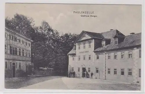 79172 AK Paulinzelle - Gasthaus Menger mit davor stehenden Gästen 1907