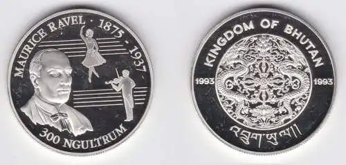 300 Ngultrum Silber Münze Bhutan 1993 Maurice Ravel 1875-1937 (156304)