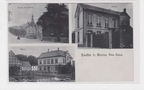 906818 Mehrbild Ak Zedlitz bei Borna Mühle, Schule usw. um 1920
