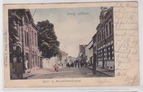 907200 Ak Orsoy am Rhein Eger- und Binsheimerstrasse 1909