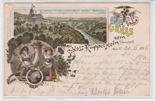 901371 Ak Lithographie Gruß vom Schloß Küppelstein bei Remscheid 1896