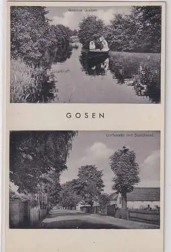 908261 Mehrbild Ak Gosen Gosener Graben, Dorfstraße mit Storchennest um 1940