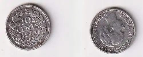 10 Cent Silber Münze Niederlande 1941 ss+ (166860)