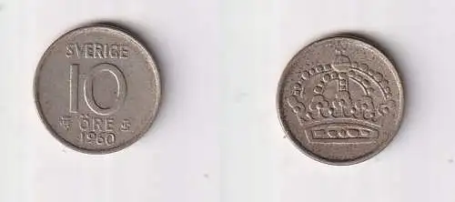 10 Öre Silber Münze Schweden 1960 ss (167525)