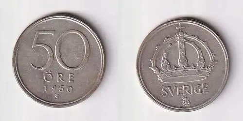 50 Öre Silber Münze Schweden 1950 ss/vz (166822)