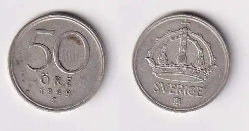 50 Öre Silber Münze Schweden 1949 ss (166821)