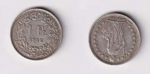 1 Franken Silber Münze Schweiz 1946 B ss (160667)