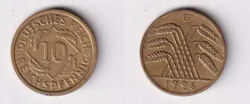 10 Reichspfennig Messing Münze Deutsches Reich 1926 G, Jäger 317 (167095)
