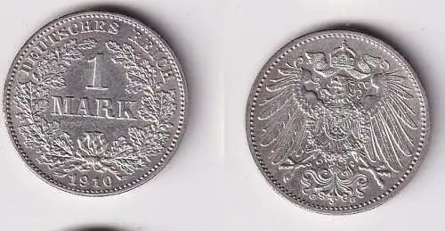 1 Mark Silber Münze Kaiserreich 1910 G vz (166784)