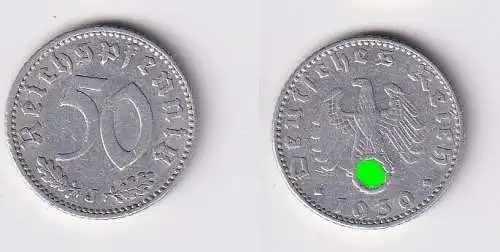 50 Pfennig Aluminium Münze 3.Reich 1939 J ss (114412)