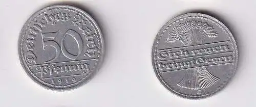 50 Pfennig Aluminium Münze Deutsches Reich 1919 E Jäger 301 (107682)