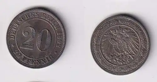 20 Pfennig Nickel Münze Deutsches Reich 1892 D Jäger 14 f.vz (165459)