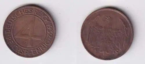 4 Pfennig Kupfer Münze Weimarer Republik 1932 A "Brüning Taler" f.vz (103469)