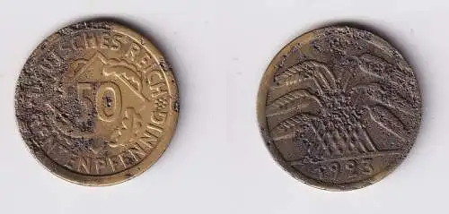 50 Rentenpfennig Messing Münze Deutsches Reich 1923 F, Jäger 310 (102201)